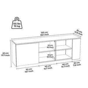 TV-Schrank Rome weiß Weiß - Holzwerkstoff - 150 x 45 x 35 cm