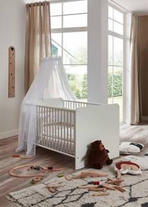 Babyzimmer Aliya 3 mit Matratze Weiß - Holzwerkstoff