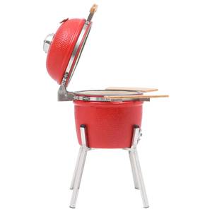 Barbecue à fumoir Rouge - Céramique - Métal - 38 x 81 x 38 cm