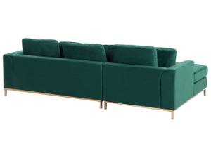 Ecksofa OSLO 2-tlg Grün - Armlehne davorstehend rechts - Ecke davorstehend links - Mit Hocker - Mit Kissen - Textil