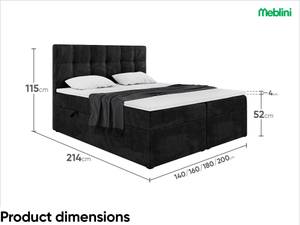 Boxspringbett Kai Schwarz - 160 x 214 cm - H4