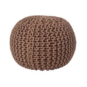 Runder Strickpouf 100% Baumwolle Braun