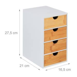 Schubladenbox mit 4 Fächern Braun - Weiß - Bambus - Holzwerkstoff - 17 x 28 x 21 cm