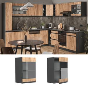 meuble de cuisine haut vitré R-Line Anthracite - Bois