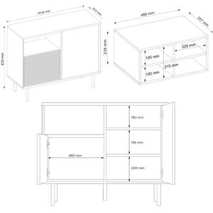 LOFTY Kommode Kreuzeinlage Schwarz - Eiche Dekor