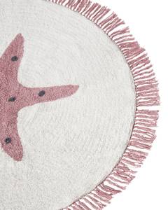 Tapis enfant STARS Rose foncé - Blanc - Fibres naturelles - 120 x 120 cm