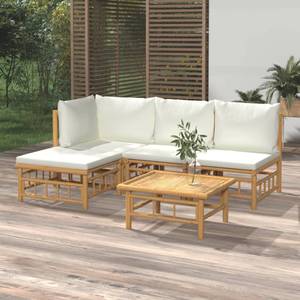 Garten-Lounge-Set 3028492-9 (5-teilig) Weiß - Bambus - 69 x 65 x 69 cm