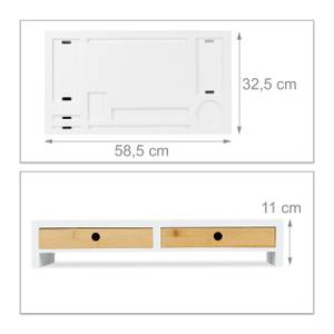 Monitorständer Organizer XL Braun - Weiß - Bambus - Holzwerkstoff - 59 x 11 x 33 cm