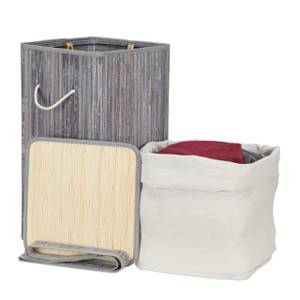 Lot de 3 corbeilles linge Bambou gris Gris - Blanc