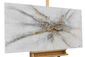 Acrylbild handgemalt Silver Miracle Grau - Silber - Massivholz - Textil - Holz teilmassiv - 120 x 60 x 4 cm