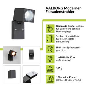 Lampe murale d'extérieur AALBORG Anthracite - Hauteur : 10 cm - Nb d'ampoules : 1