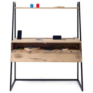 Coiffeuse 121x48x144 cm Noir-Vieilli Noir - Bois massif - Bois/Imitation - 121 x 144 x 48 cm