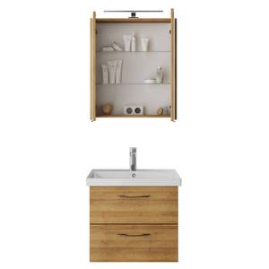 Waschplatz Set in Eiche 60cm mit Becken Braun - Holzwerkstoff - 60 x 200 x 45 cm