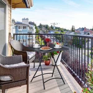 Table de balcon pliable en métal Gris - Métal - 59 x 74 x 59 cm