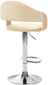 Tabouret de bar Nilse Lot de 2 Imitation hêtre - Crème - Chrome