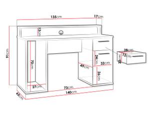 Schreibtisch Ayo Schwarz - Holzwerkstoff - 65 x 91 x 140 cm