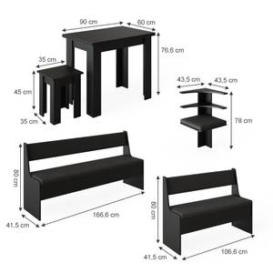 Eckbankgruppe Roman 40264 Schwarz - Holzwerkstoff - 90 x 76 x 60 cm