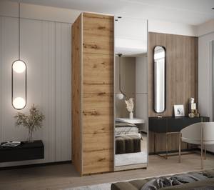 Armoire Lux 3 Imitation chêne - Argenté - Largeur : 110 cm