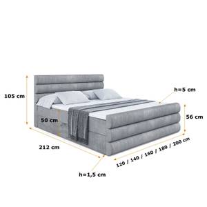 Boxspringbett CELESTIA-Z Grau - Breite: 160 cm - H4