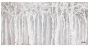 Acrylbild handgemalt Whispering Trees Grau - Massivholz - Textil - 140 x 70 x 4 cm