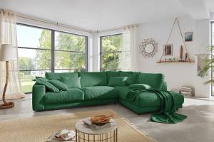 Sofa MADELINE Ecksofa Cord Smaragdgrün - Ecke davorstehend rechts