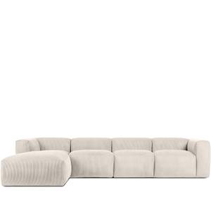 Ecksofa BUFFO 6-Sitzer Creme - Breite: 377 cm - Armlehne beidseitig montierbar - Ecke davorstehend links - Ottomane davorstehend links