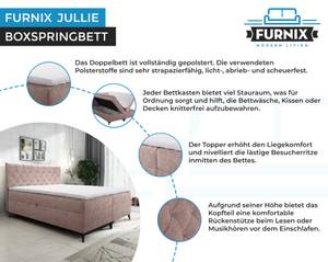 Boxspringbett JULLIE Pink - Breite: 186 cm