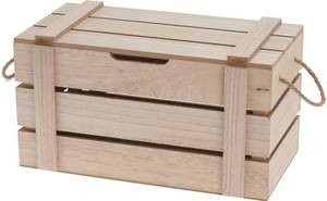Holzkiste mit Deckel und Seilhenkeln Braun - Holzwerkstoff - 19 x 20 x 35 cm