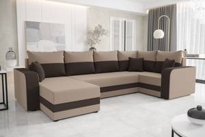 Ecksofa HEWLI-LONG Beige - Braun - Holzwerkstoff - 303 x 90 x 157 cm