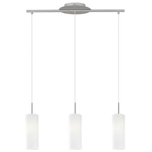 Suspension TROY 3 Argenté - Blanc - Verre - Métal - 10 x 110 x 72 cm