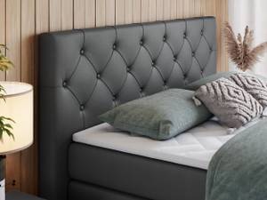 Boxspringbett KING VELEN Dunkelgrau - Breite: 180 cm - H4 - Kunstleder