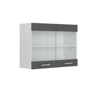 meuble de cuisine haut vitré R-Line Anthracite brillant - Blanc