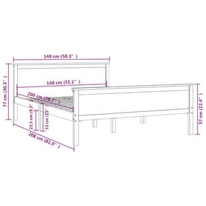 Cadre de lit 3014967 Marron - Largeur : 148 cm