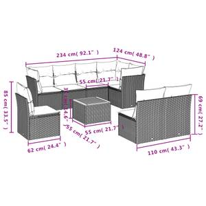 Gartensitzgruppe K3975(9-tlg) Schwarz - Massivholz - 69 x 62 x 62 cm