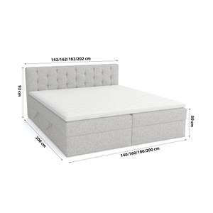 Boxspringbett Doppelbett Merano Hellgrau - Breite: 180 cm