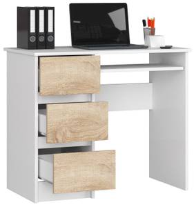 Bureau d'ordinateur A-6 gauche CLP Imitation chêne de Sonoma - Blanc