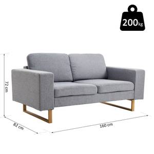 2-Sitzer Sofa mit Metallfüßen 833-520 Grau - Massivholz - 82 x 78 x 145 cm