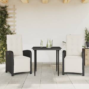 Bistro-Set-k233 ( 3-tlg ) Schwarz - Massivholz - Höhe: 1 cm