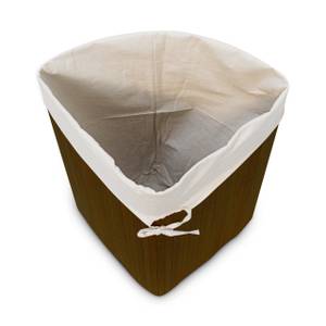 Lot de 3 paniers à linge bambou Marron foncé - Blanc