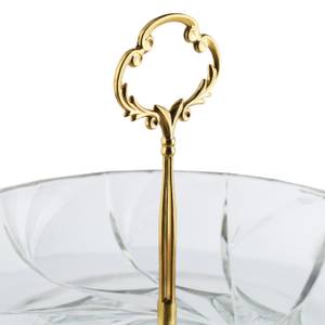 Glas Etagere mit 2 Etagen Gold - Glas - Metall - 25 x 30 x 25 cm