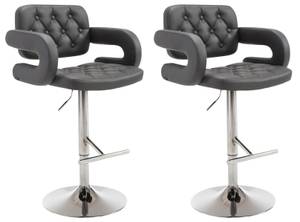 Tabouret de bar Dublin Lot de 2 Gris - Cuir synthétique - 62 x 103 x 55 cm