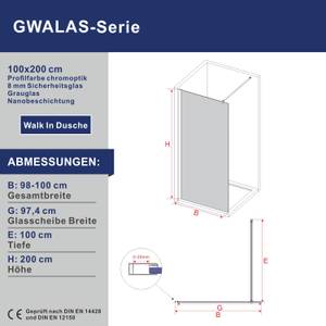 Duschwand Grauglas GWALAS Breite: 100 cm