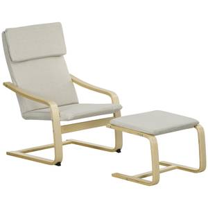 Relaxsessel mit Hocker 833-814V00CW Cremeweiß