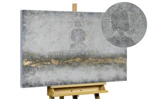 Tableau peint Silhouette on the Wall Doré - Gris - Bois massif - Textile - 100 x 75 x 4 cm