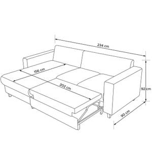 Ecksofa EGRET Dunkelgrün - Armlehne beidseitig montierbar - Ecke davorstehend links - Ottomane davorstehend links