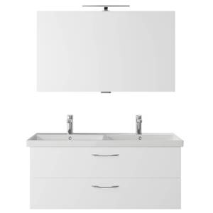 Badmöbel-Set in weiß mit Spiegel 120cm Weiß - Holzwerkstoff - 120 x 200 x 45 cm