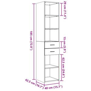 Highboard DE2594 Schwarz - Holzwerkstoff - 43 x 185 x 40 cm