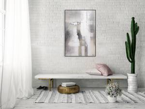 Acrylbild handgemalt Nebelwand Beige - Grau - Massivholz - Textil - 80 x 120 x 4 cm