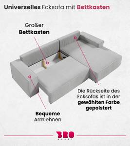 Ecksofa PABLO Grün - Ecke davorstehend rechts - Ottomane davorstehend rechts