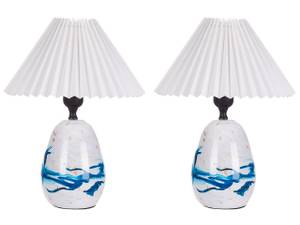 Tischlampen GENFEL 2-tlg Blau - Gold - Weiß - Keramik - 25 x 35 x 25 cm